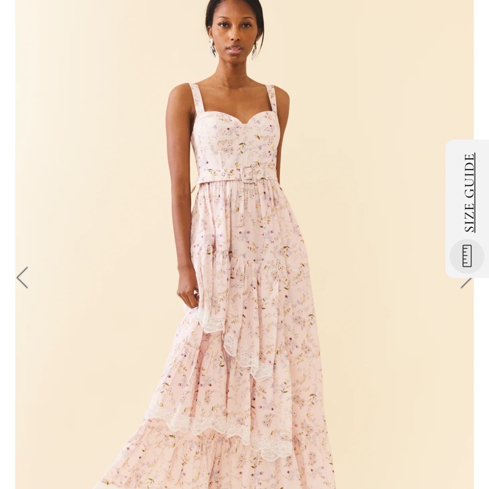 Eddy Reba Floral Pink Maxi Dress small NWT